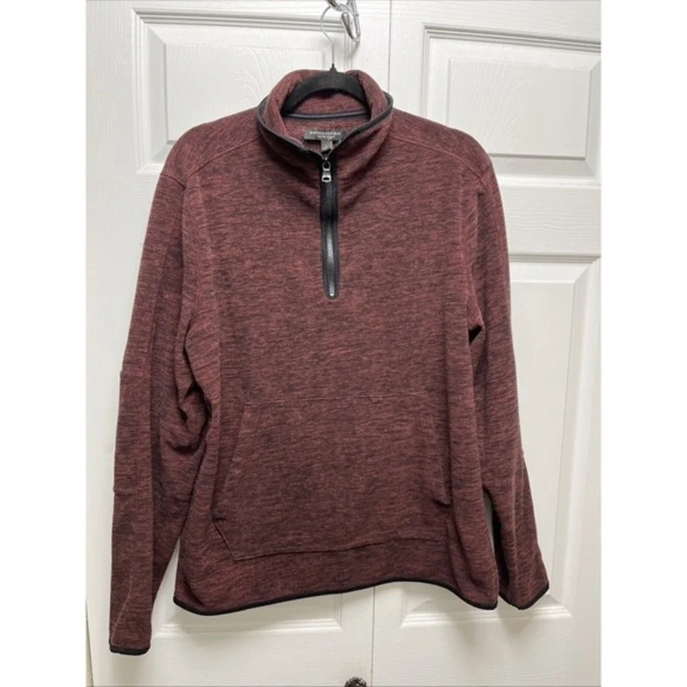 BANANA REPUBLIC ARCTIC FLEECE‎ 1/4 ZIP POLYESTER JACKET BURGUNDY Sz Lg